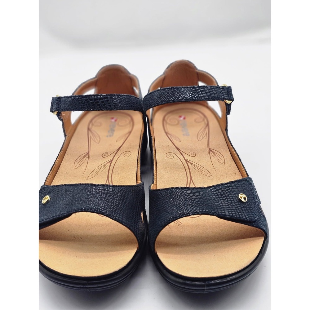Revere Portofino Sandals Women 12W Navy Lizard Comfort Orthotic Straps - Picture 2 of 11